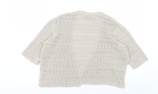 George Womens Brown V-Neck Polyester Cardigan Jumper Size 16