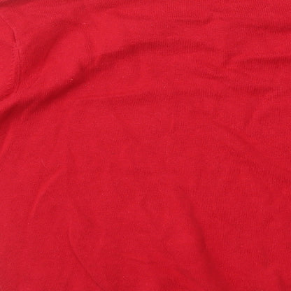 TU Girls Red V-Neck 100% Cotton Pullover Jumper Size 12 Years Pullover