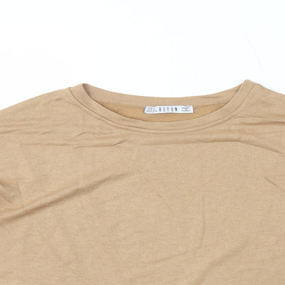 Reyon Womens Beige Polyester Basic T-Shirt Size S Round Neck - Florida