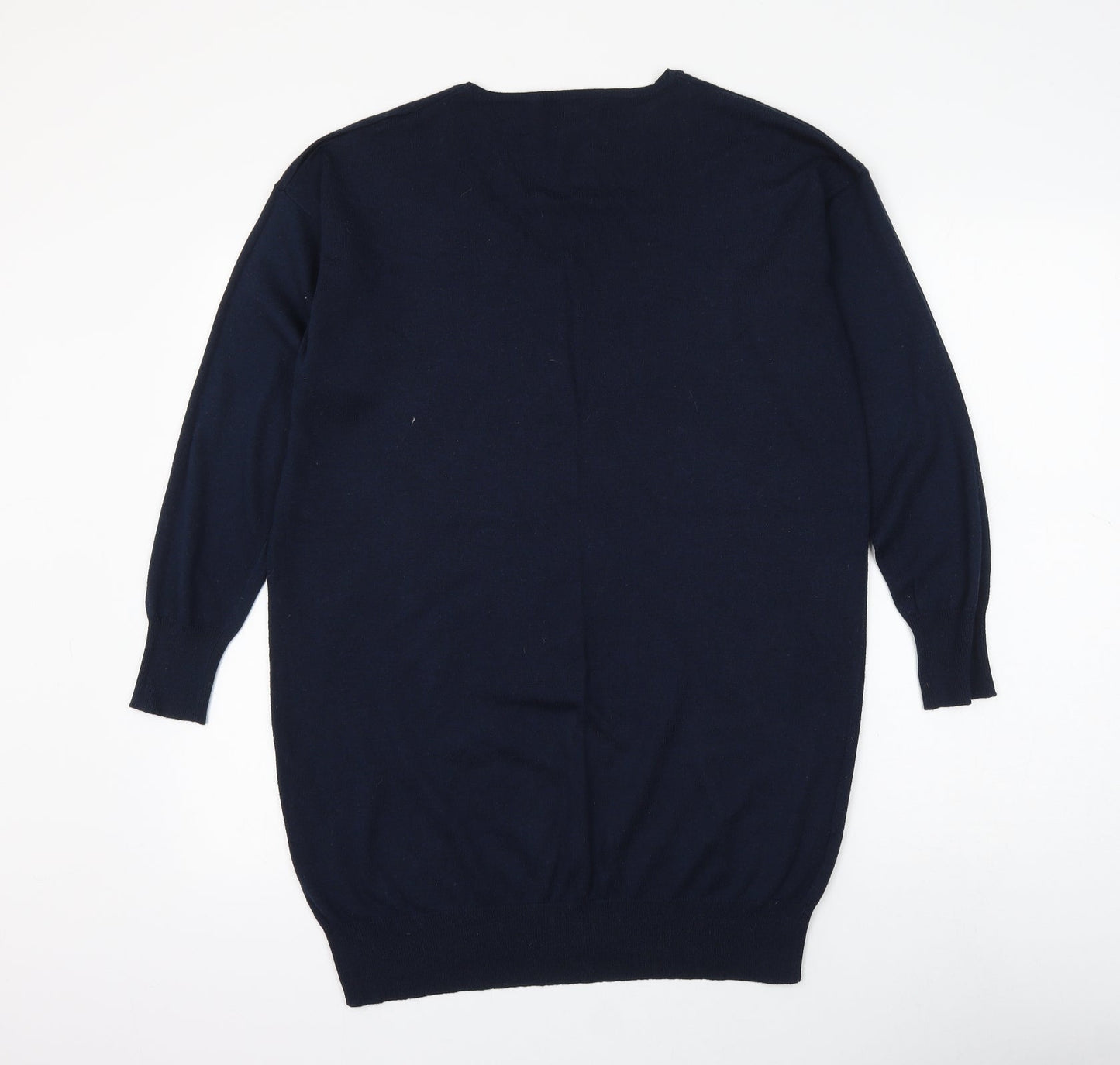 Mango Mens Blue V-Neck Polyester Pullover Jumper Size L