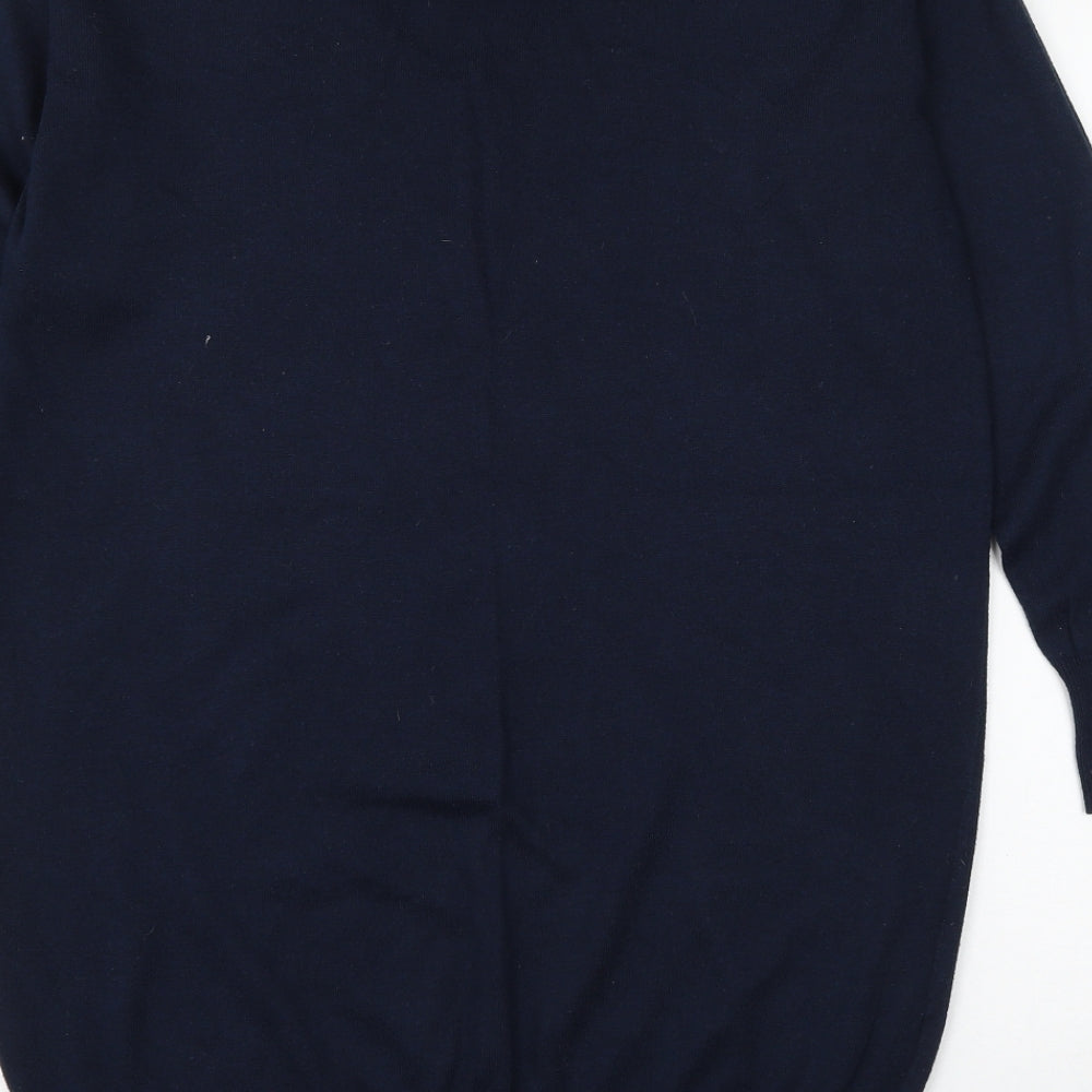 Mango Mens Blue V-Neck Polyester Pullover Jumper Size L