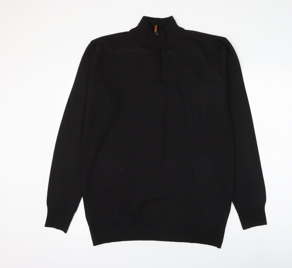 D Project Mens Black Mock Neck Polyester Pullover Jumper Size L