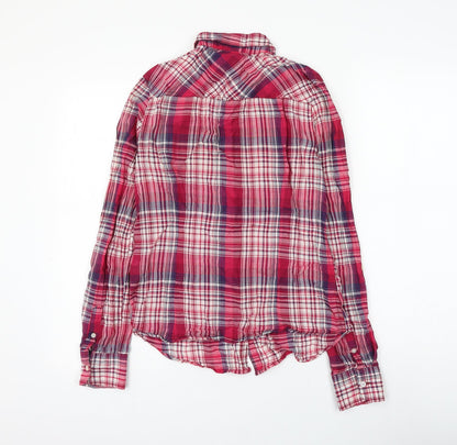 Aeropostale Womens Pink Plaid Cotton Basic Button-Up Size M Collared