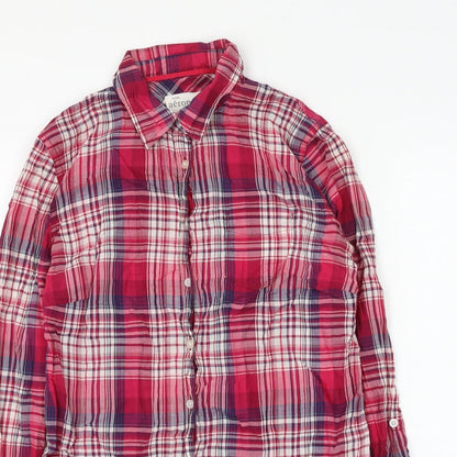 Aeropostale Womens Pink Plaid Cotton Basic Button-Up Size M Collared