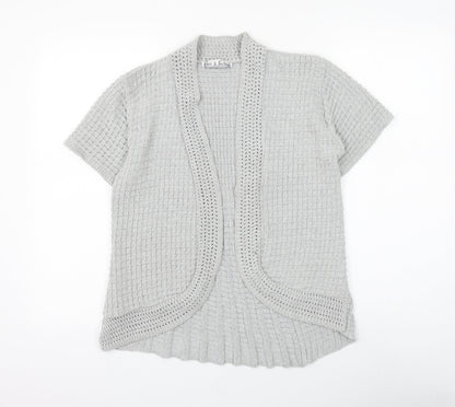 Pure & Natural Womens Grey V-Neck Cotton Cardigan Jumper Size M