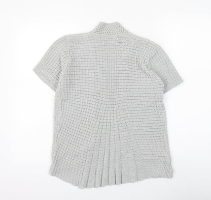 Pure & Natural Womens Grey V-Neck Cotton Cardigan Jumper Size M