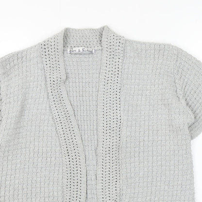 Pure & Natural Womens Grey V-Neck Cotton Cardigan Jumper Size M