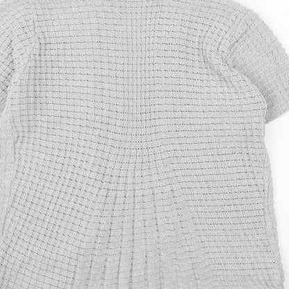 Pure & Natural Womens Grey V-Neck Cotton Cardigan Jumper Size M