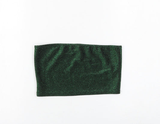 I SAW IT FIRST Womens Green Polyester Cropped Tank Size 12 Off the Shoulder