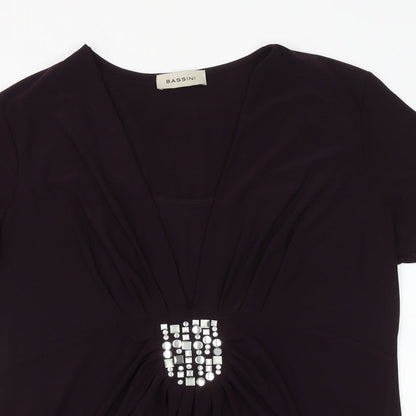 Womens UK Size 16 BASSINI Purple Basic Blouse