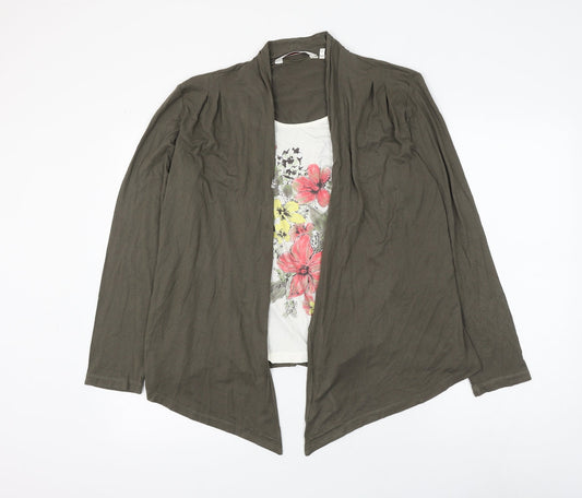 EWM Womens Green Viscose Basic Blouse Size 14 Scoop Neck