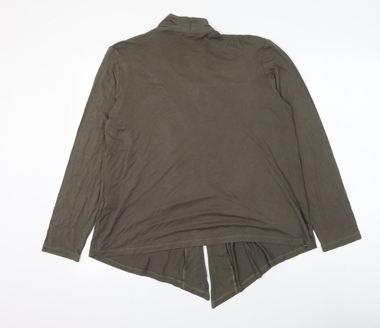 EWM Womens Green Viscose Basic Blouse Size 14 Scoop Neck