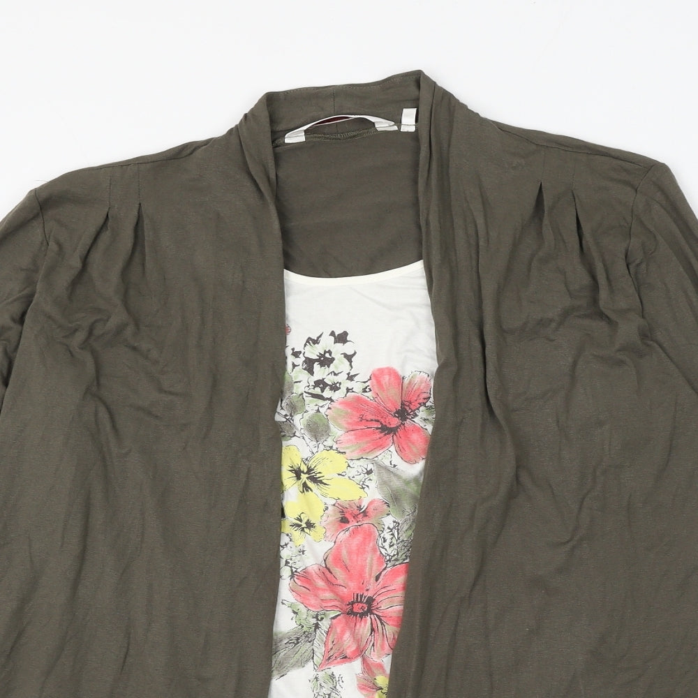 EWM Womens Green Viscose Basic Blouse Size 14 Scoop Neck