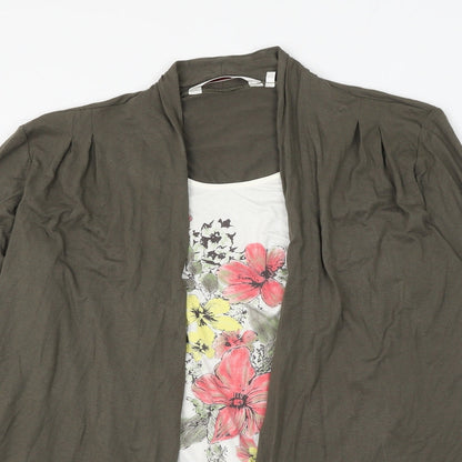 EWM Womens Green Viscose Basic Blouse Size 14 Scoop Neck