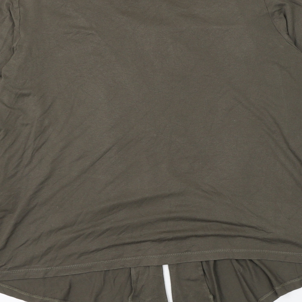 EWM Womens Green Viscose Basic Blouse Size 14 Scoop Neck