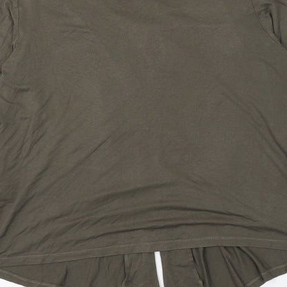 EWM Womens Green Viscose Basic Blouse Size 14 Scoop Neck