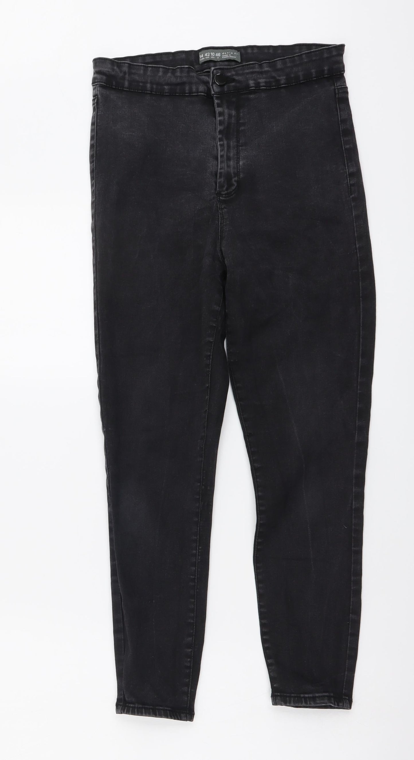 Denim & Co. Womens Grey Cotton Skinny Jeans Size 14 L26 in Regular Button