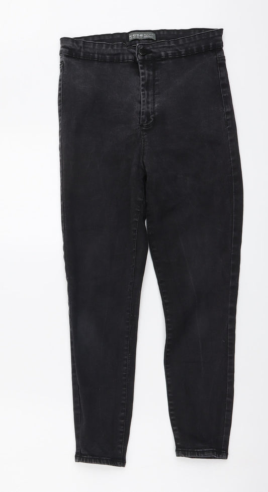 Denim & Co. Womens Grey Cotton Skinny Jeans Size 14 L26 in Regular Button