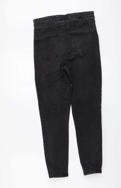 Denim & Co. Womens Grey Cotton Skinny Jeans Size 14 L26 in Regular Button