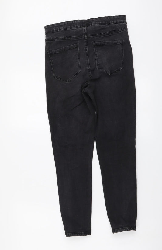 Denim & Co. Womens Grey Cotton Skinny Jeans Size 14 L26 in Regular Button