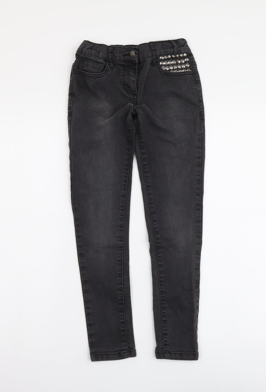 Candy Couture Girls Grey Cotton Skinny Jeans Size 9 Months Regular Button