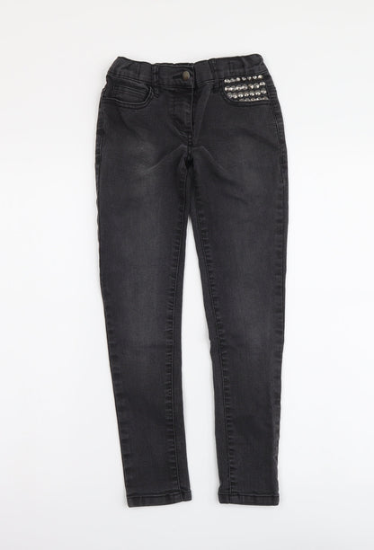Candy Couture Girls Grey Cotton Skinny Jeans Size 9 Months Regular Button