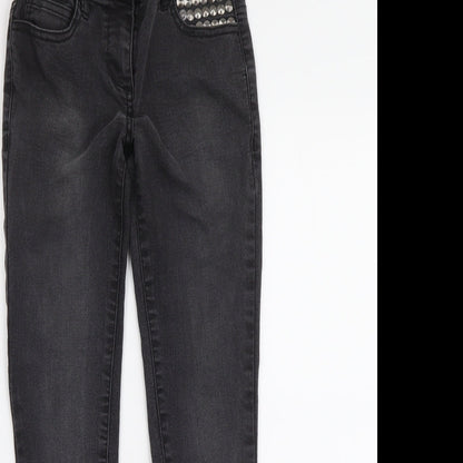 Candy Couture Girls Grey Cotton Skinny Jeans Size 9 Months Regular Button