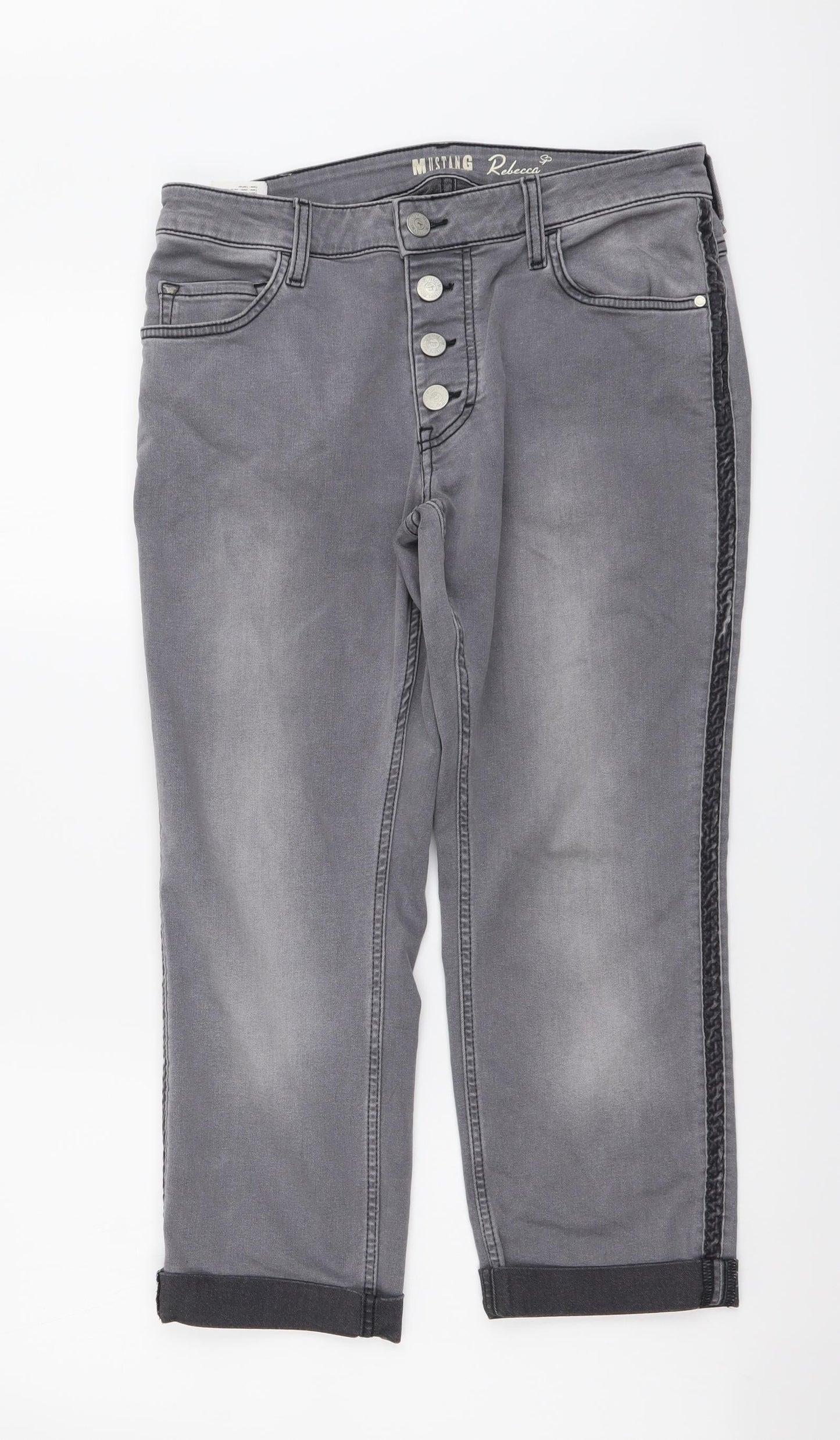 Rebecca Womens Grey Cotton Cropped Jeans Size 30 in L23 in Regular Button