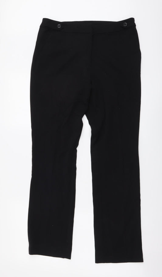 TU Womens Black Polyester Trousers Size 12 L29 in Regular Button
