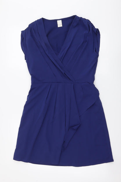 VILA Womens Blue Polyester Mini Size S V-Neck Pullover