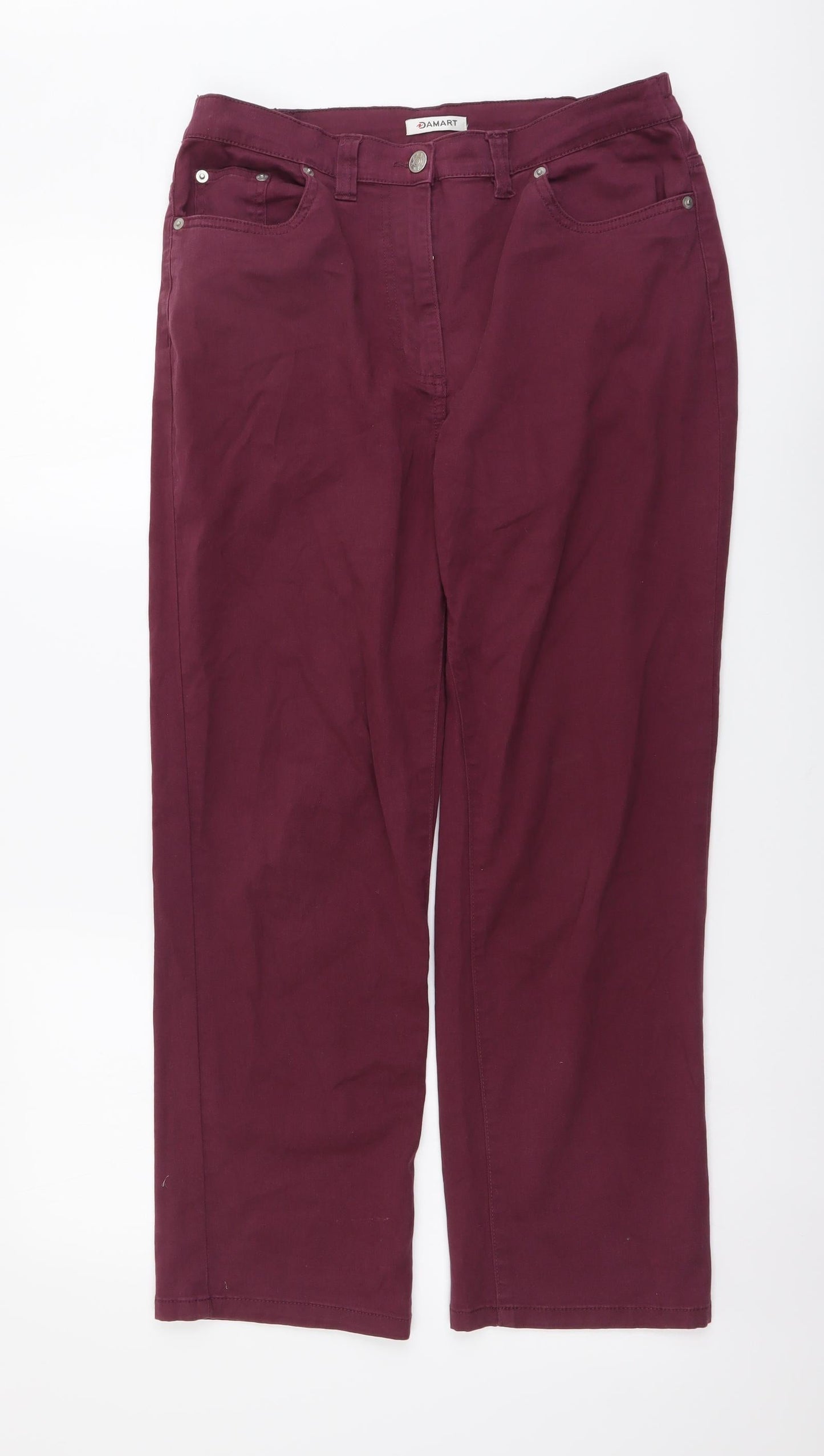 Damart Womens Purple Cotton Straight Jeans Size 12 L26 in Regular Button