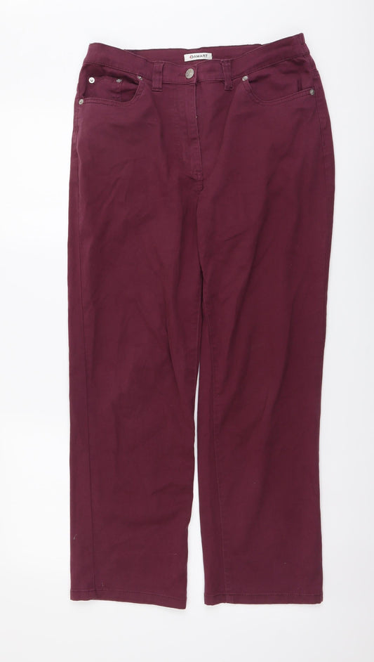 Damart Womens Purple Cotton Straight Jeans Size 12 L26 in Regular Button