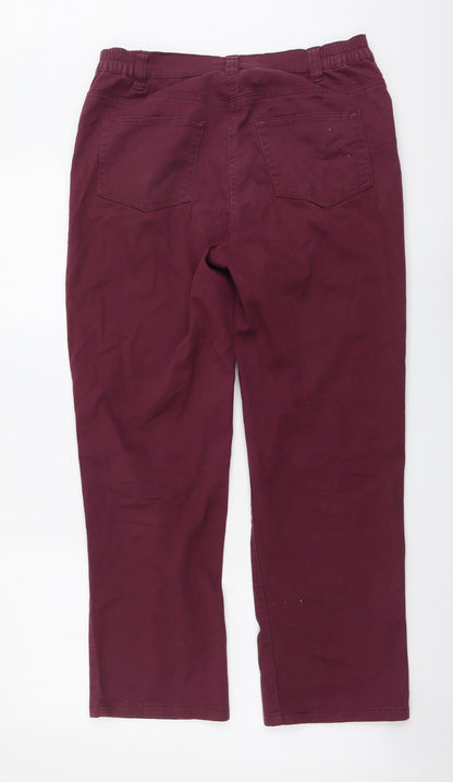 Damart Womens Purple Cotton Straight Jeans Size 12 L26 in Regular Button