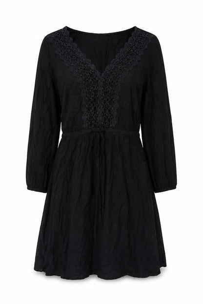 A&G Womens Black Viscose A-Line Size 8 V-Neck Pullover