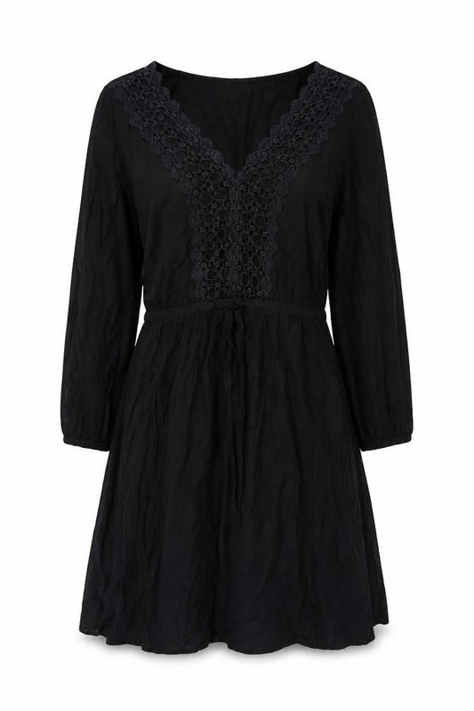 A&G Womens Black Viscose A-Line Size 8 V-Neck Pullover