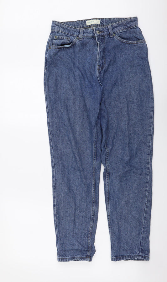Denim & Co. Womens Blue Cotton Straight Jeans Size 10 L27 in Regular Button