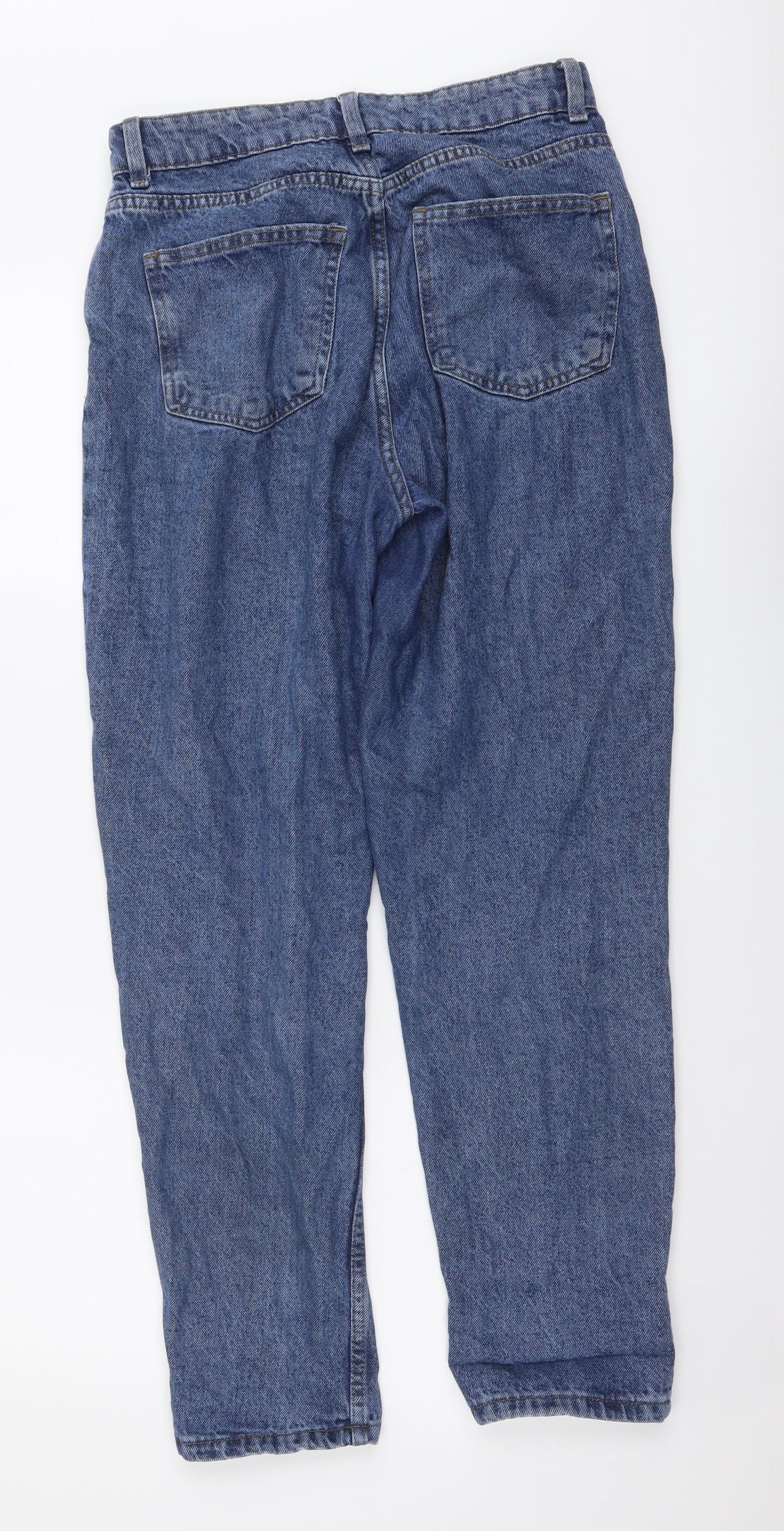 Denim & Co. Womens Blue Cotton Straight Jeans Size 10 L27 in Regular Button