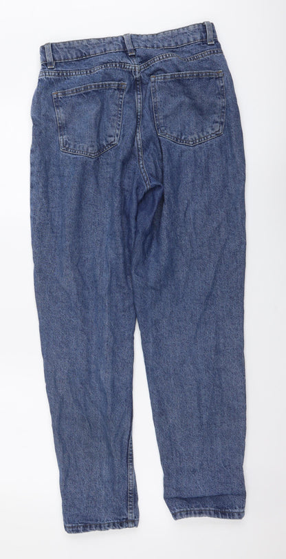 Denim & Co. Womens Blue Cotton Straight Jeans Size 10 L27 in Regular Button