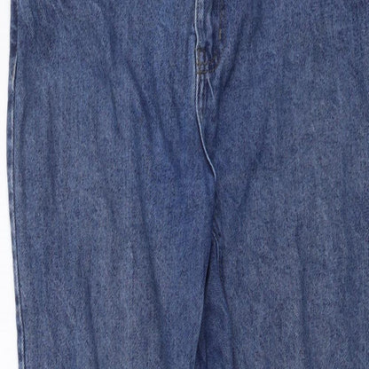 Denim & Co. Womens Blue Cotton Straight Jeans Size 10 L27 in Regular Button