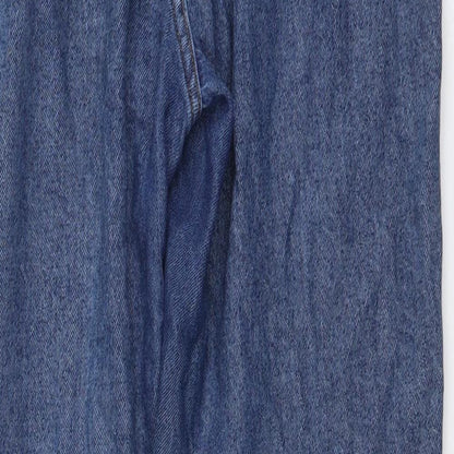 Denim & Co. Womens Blue Cotton Straight Jeans Size 10 L27 in Regular Button
