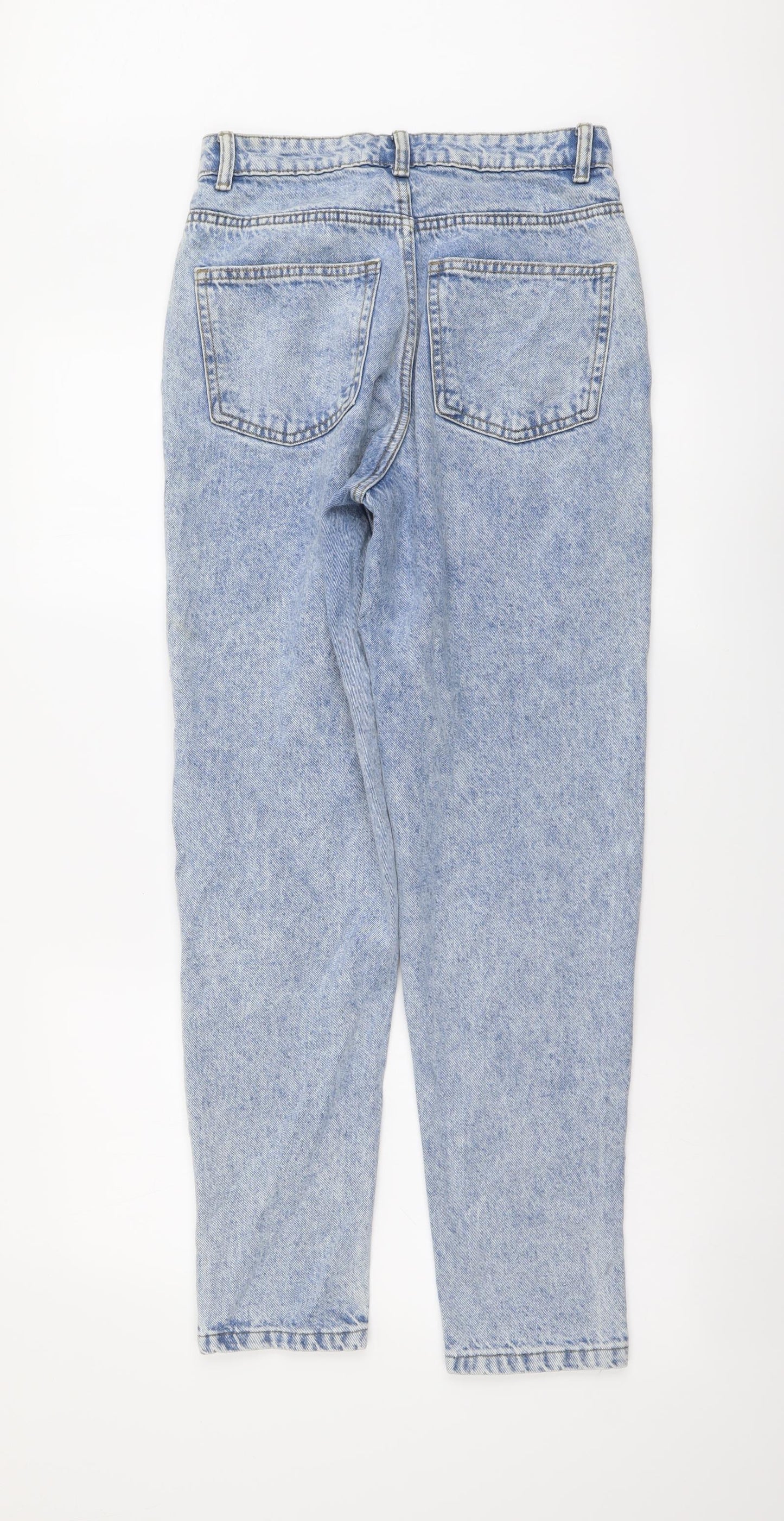 Denim & Co. Womens Blue Cotton Mom Jeans Size 6 L29 in Regular Button - Distressed Look