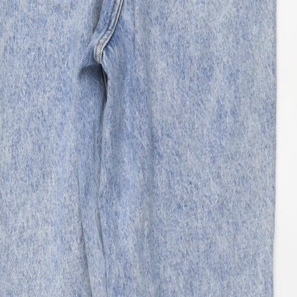 Denim & Co. Womens Blue Cotton Mom Jeans Size 6 L29 in Regular Button - Distressed Look