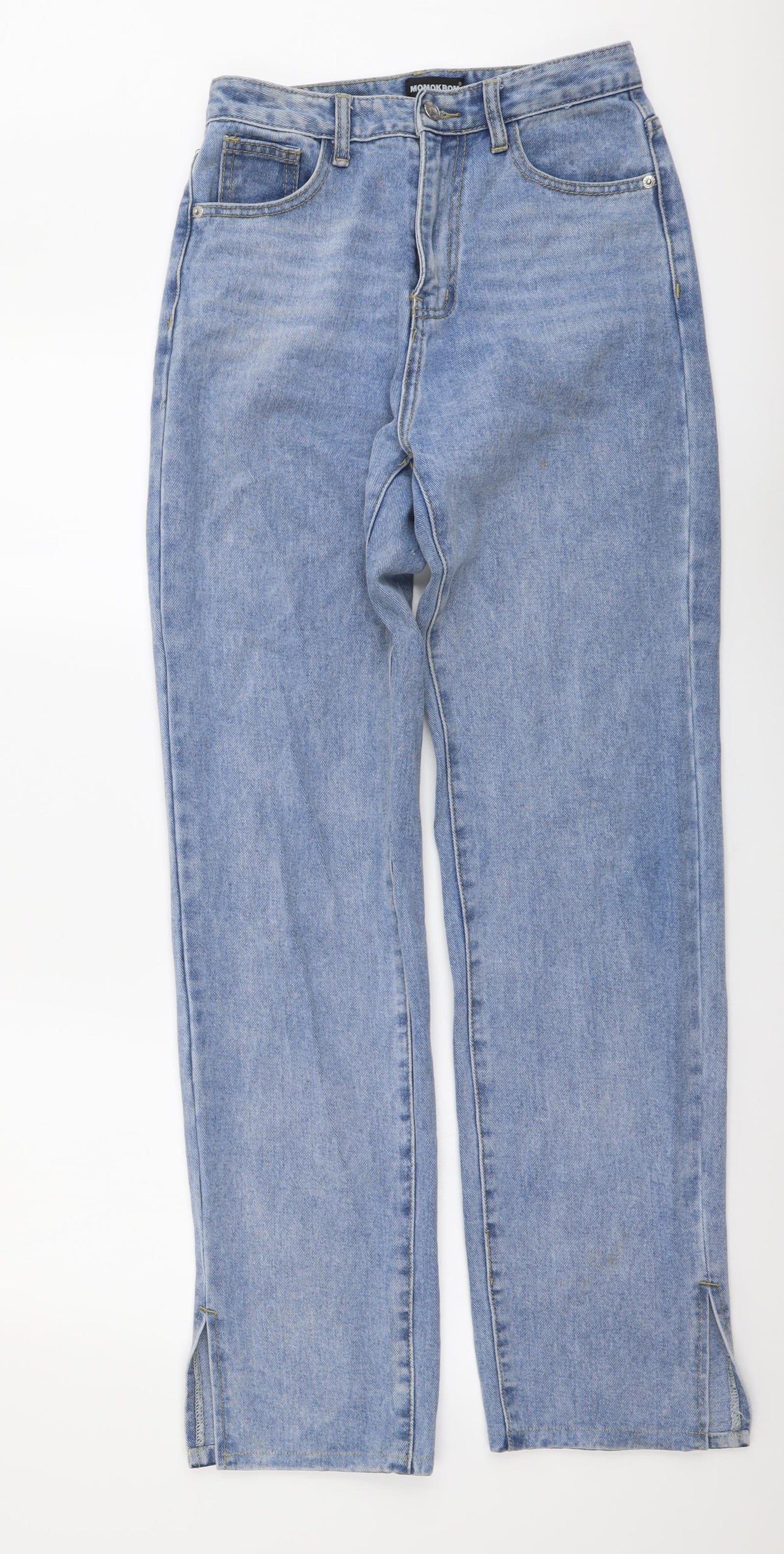 Womens UK Size 8 Momokrom Regular Fit Mom Blue Jeans