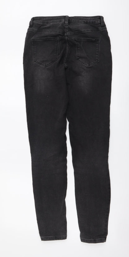 NEXT Womens Grey Cotton Skinny Jeans Size 8 L31 in Regular Button