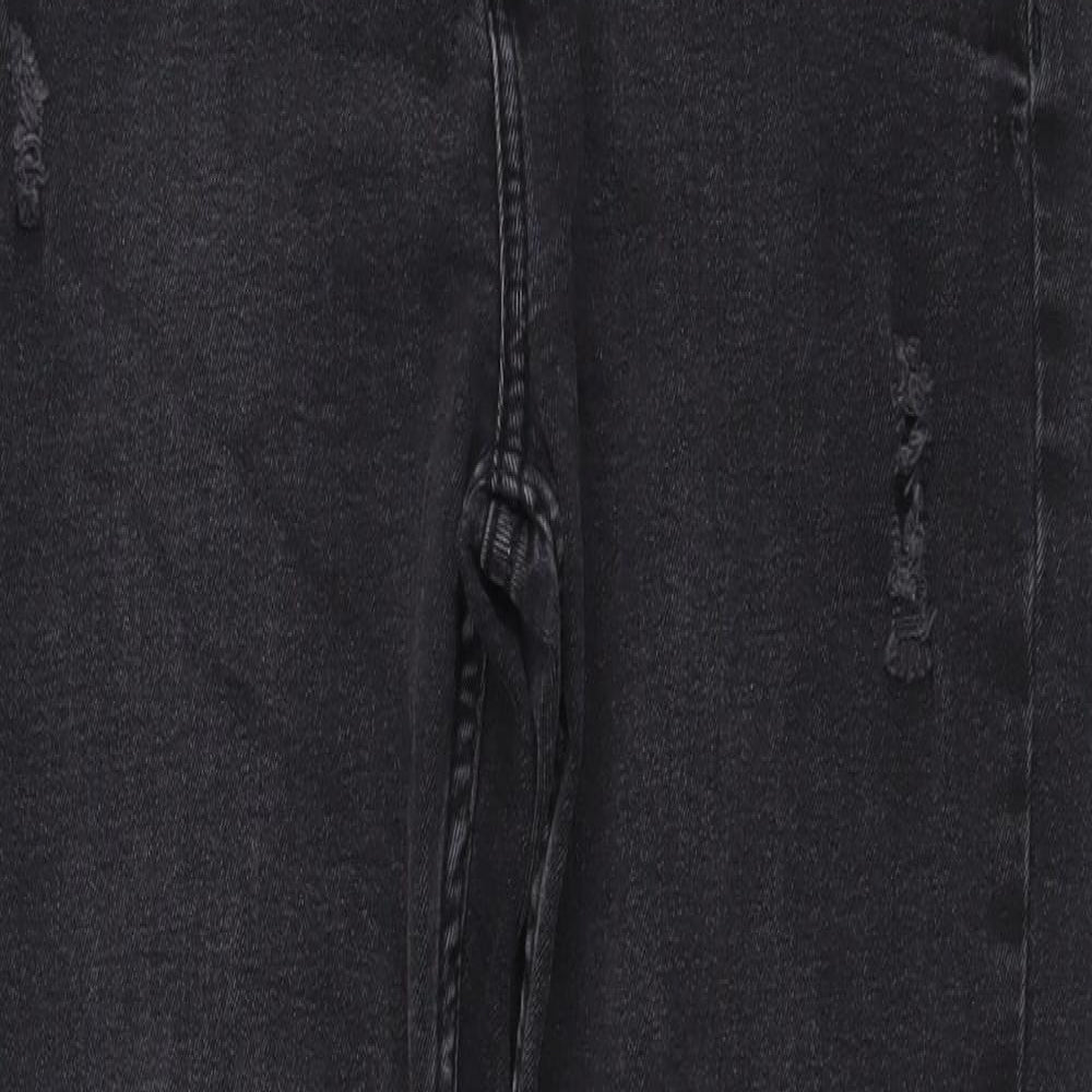 Bershka Womens Grey Cotton Skinny Jeans Size L L28 in Regular Button