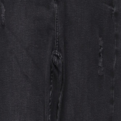 Bershka Womens Grey Cotton Skinny Jeans Size L L28 in Regular Button