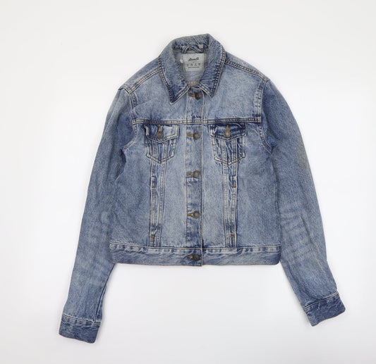 Denim & Co. Womens Blue Jacket Size 6 Button