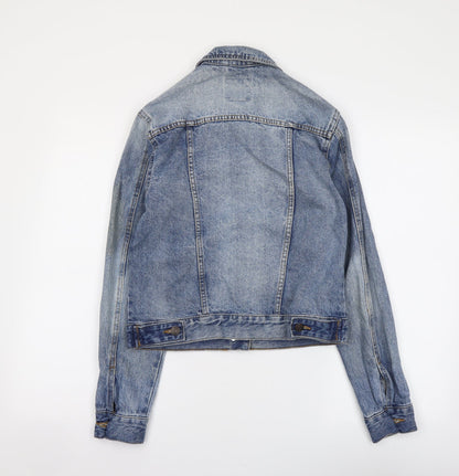 Denim & Co. Womens Blue Jacket Size 6 Button