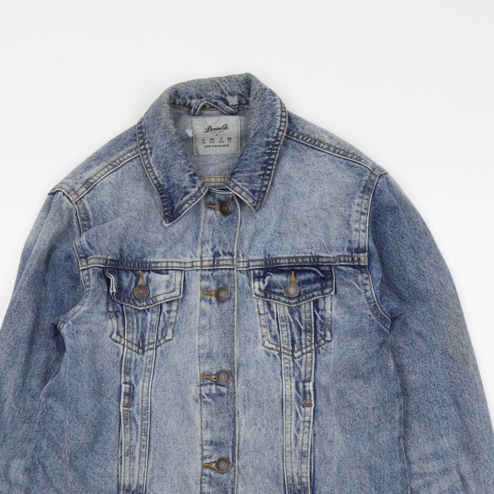 Denim & Co. Womens Blue Jacket Size 6 Button
