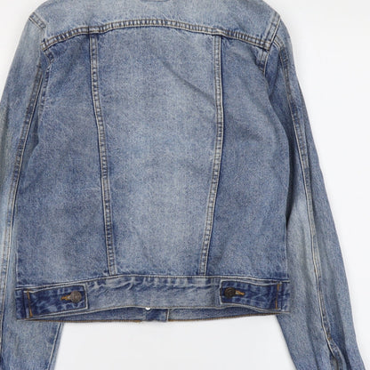 Denim & Co. Womens Blue Jacket Size 6 Button
